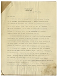 William Taft Letter Signed During WWI With Long Autograph Note Signed -- 5 Days After His Son Charlie Sailed Off to War, Taft Pens, ''I shall be anxious for 'those in peril on the sea' for some time''